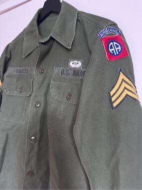 U.S. Army Olive Green Utility Shirt with Parachute Patch